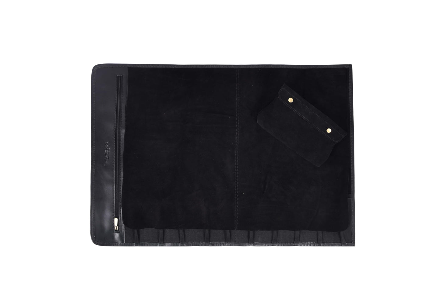 Leather Knife Roll Storage Bag, Elastic and Expandable 10 Pockets, Adjustable/Detachable Shoulder Strap, Travel-Friendly Chef Knife Case (Pitch Black, Leather)