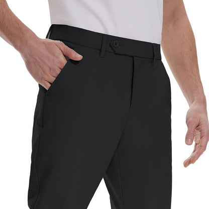 Hiwise Men's Golf Pants Stretch Dress Pants 30"/32"/34" Comfy Lightweight Casual Trousers Quick Dry Travel Pants with Pockets(Black, 33WX32L)