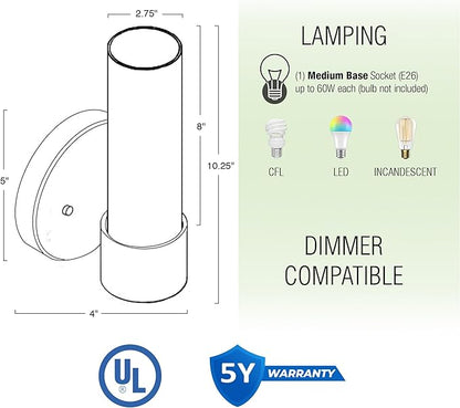 Kira Home Sol 10" Modern Wall Sconce with Frosted Glass Shade, for Bathroom/Vanity, Brushed Nickel Finish, 2-Pack
