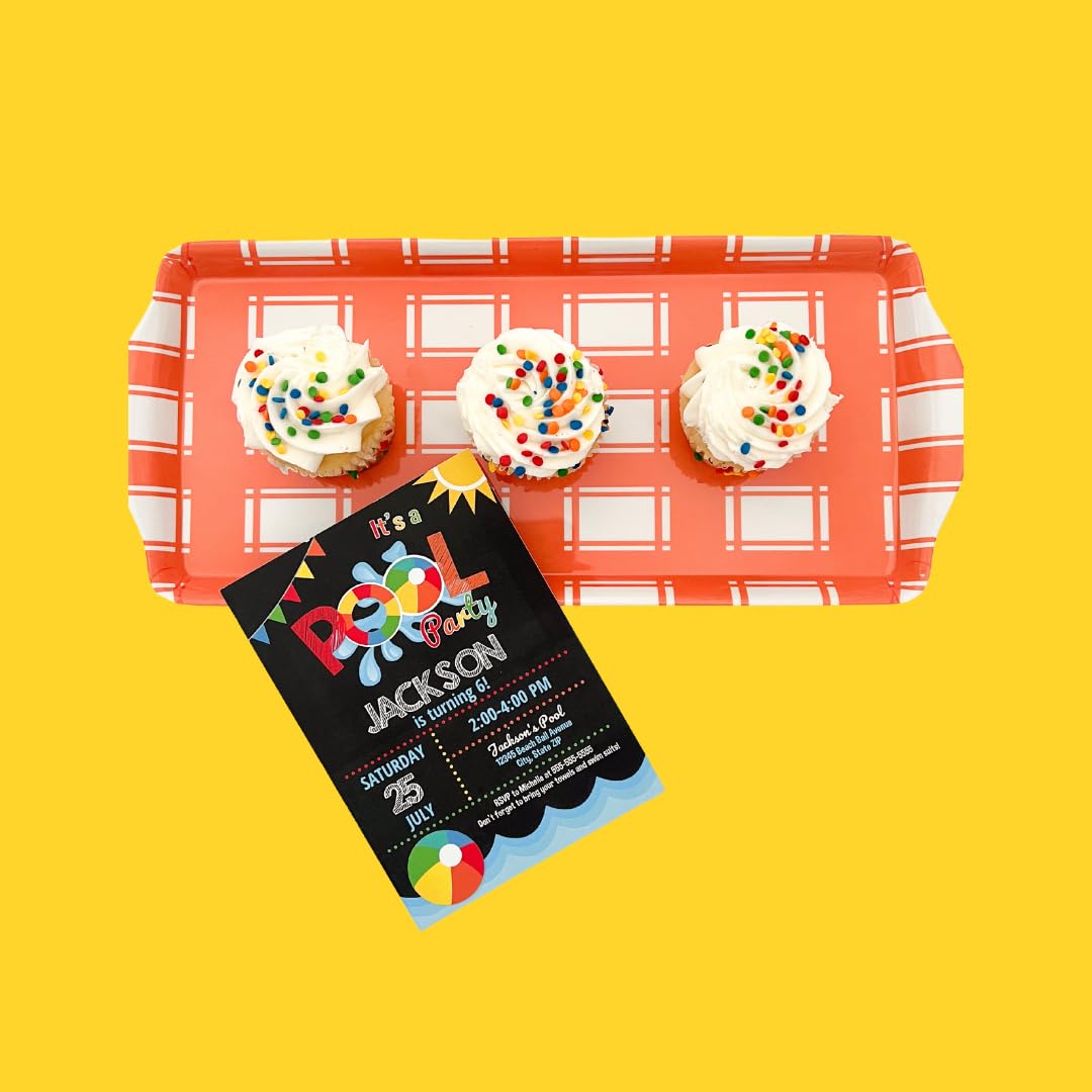 Sprinkles & Confetti Orange Plaid Melamine Serving Tray with Handles, Vibrant Seasonal Platter - Lightweight Shatter-Resistant, BPA-Free - Serving Tray for Holidays, Appetizers & Parties