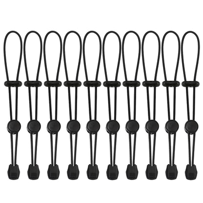 10pcs Backpack Hiking Poles Holder, Adjustable Elastic Rope Lanyard, Walking Stick Fixing Buckle, Outdoor Quiver Straps (Black)