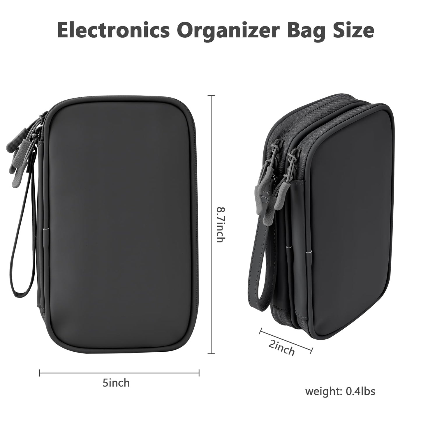 DDgro Travel Accessories Organizer Electronics Pouch for Keeping Certificates Charger/Power Bank/Cables/Mouse/Earphone (Medium, Black)