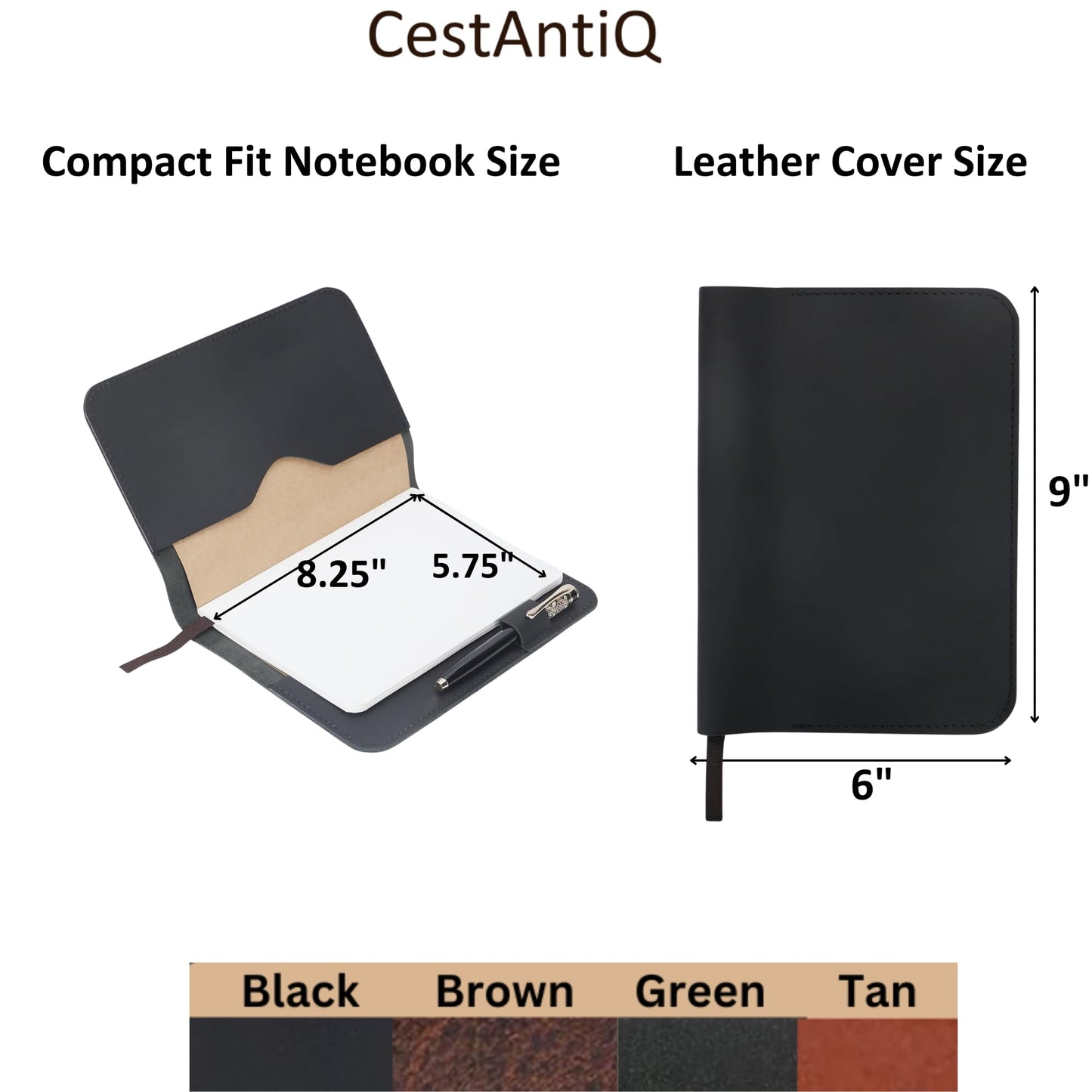 CestAntiQ, A5 Leather journal cover, Refillable Journal Cover for Large and Medium A5, Leather Handmade Notebook Cover, 5.75 x 8.25 Inches Leather Bound Journal (Brown)