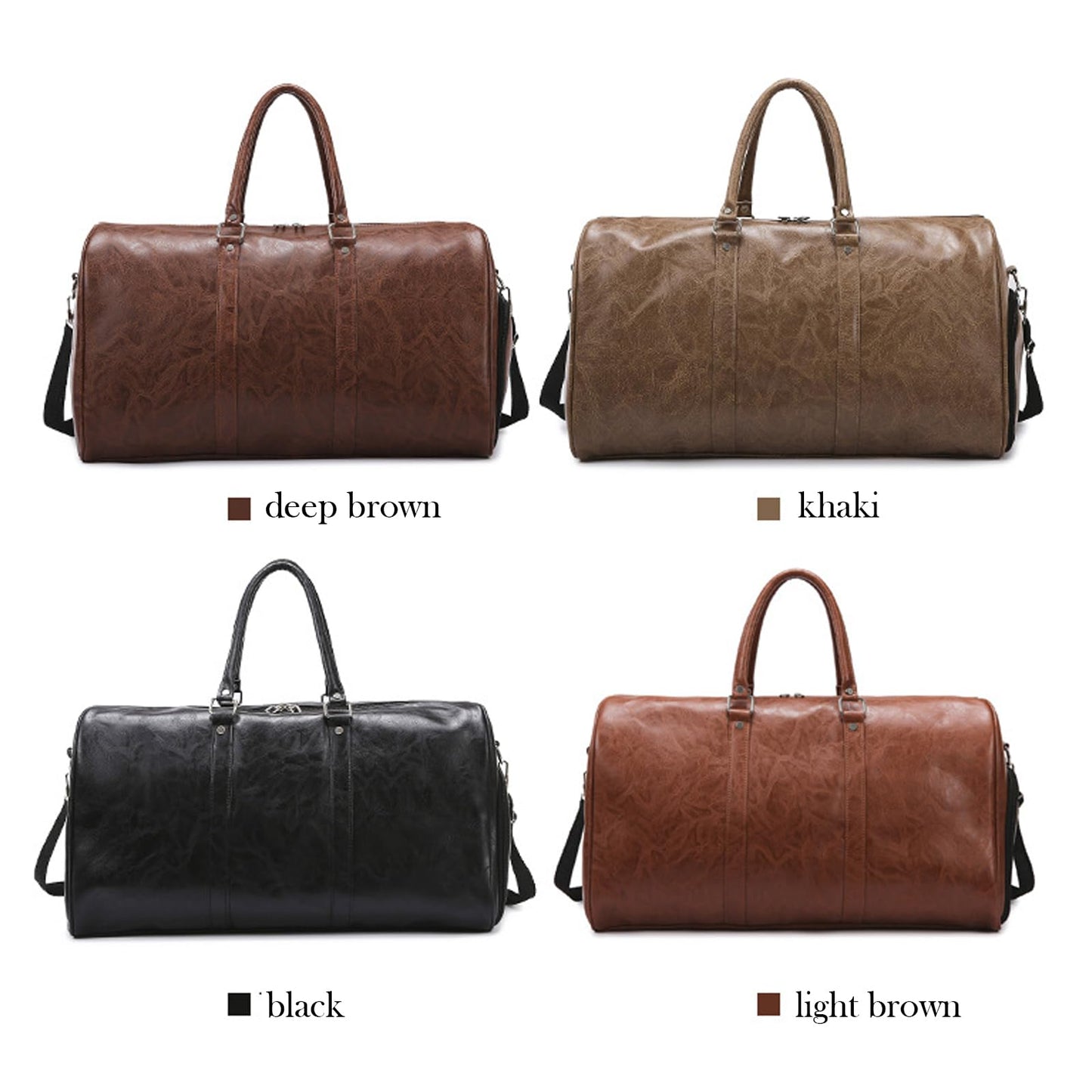PU Leather Duffle Bag for Travel Duffel Bag, Gym Bag Overnight Bags Weekender Bag for Men (black)