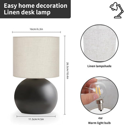Table Lamp for Bedroom,Bedside Nightstand Lamp for Living Room,Minimalist Bedside Light lamp Set of 2, Desk Lamps for Living Room, Office, Dorm Including Light Bulb（Black）