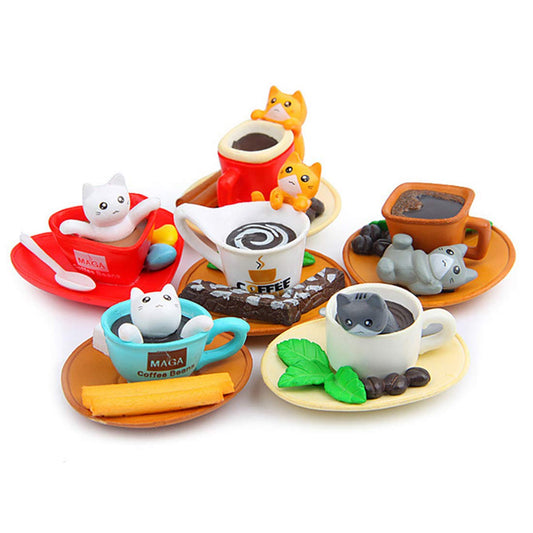 Cool Lemon Funny Cute Set of 6 3D Coffee Cats Strong Refrigerator Fridge Magnets Sticker, Kitchen Office Decoration for Whiteboard, Notes, Calendar, Notepad Gift for Kids Toddlers Adults Baby