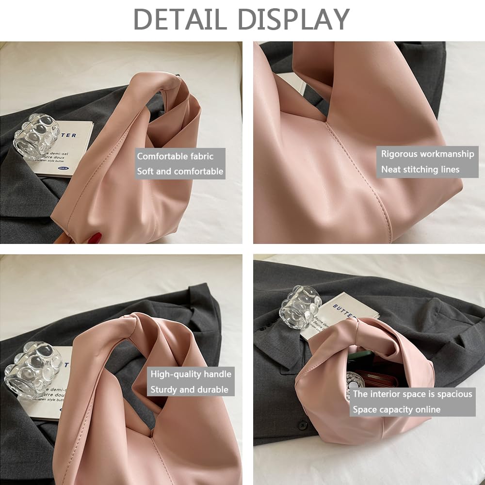 PU Leather Dumpling Pouches Bag for Women, Hobo Top Handle Handbag Mini Soft Clutch Purse (Black)