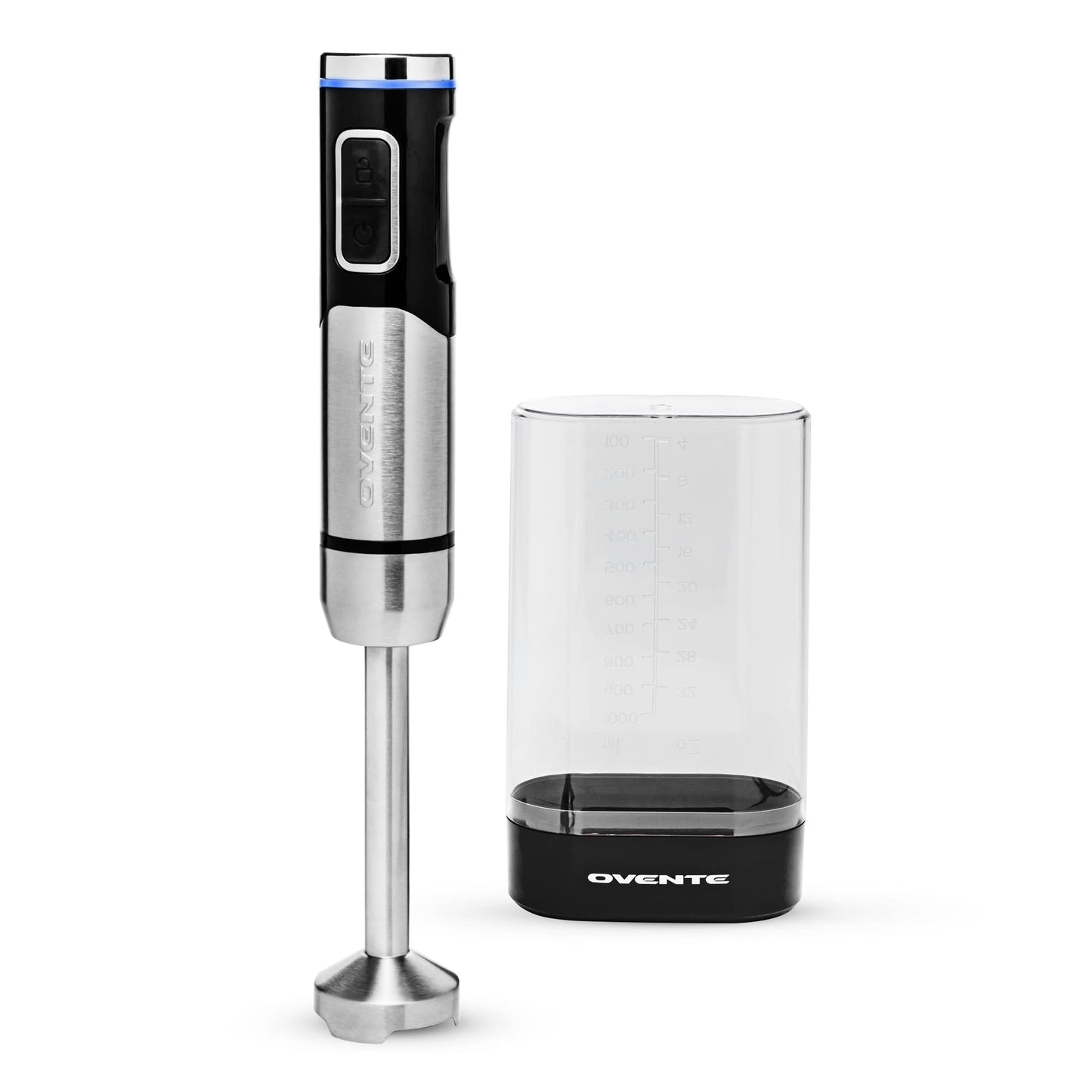 OVENTE Immersion Hand Blender, 300W Electric Handheld Portable Stick Mixer with 2 Mixing Speed and Stainless Steel Blades for Effortless Blending Smoothies, Shakes, Puree or Baby Food, Red HS560R