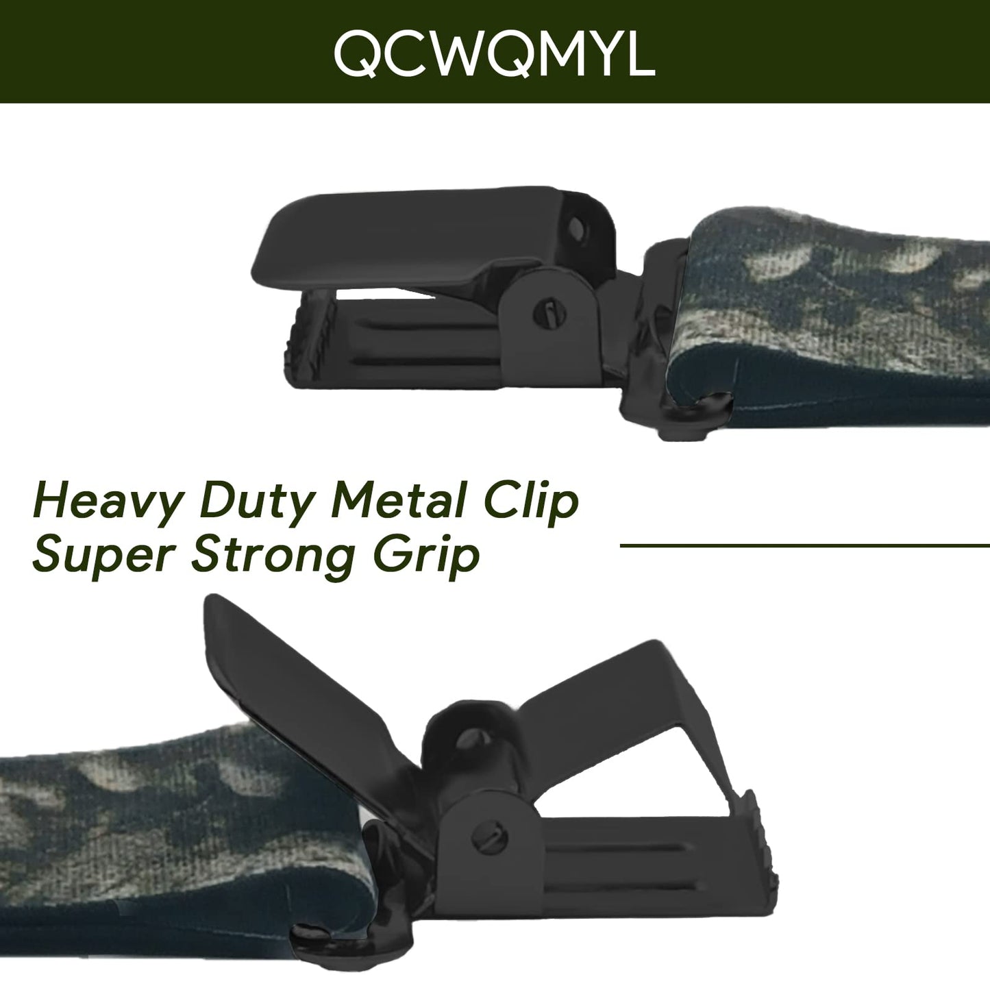 QCWQMYL Men's Side Clip Suspenders 2'' Wide Heavy Duty Clips Elastic Straps Trucker Style Suspenders for Men Big and Tall