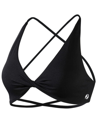 AUROLA Venus Sports Bras for Women Backless Strappy Workout Bra Removable Padded Low Support Gym Althletic Fitness Yoga Crop Top, Black, S