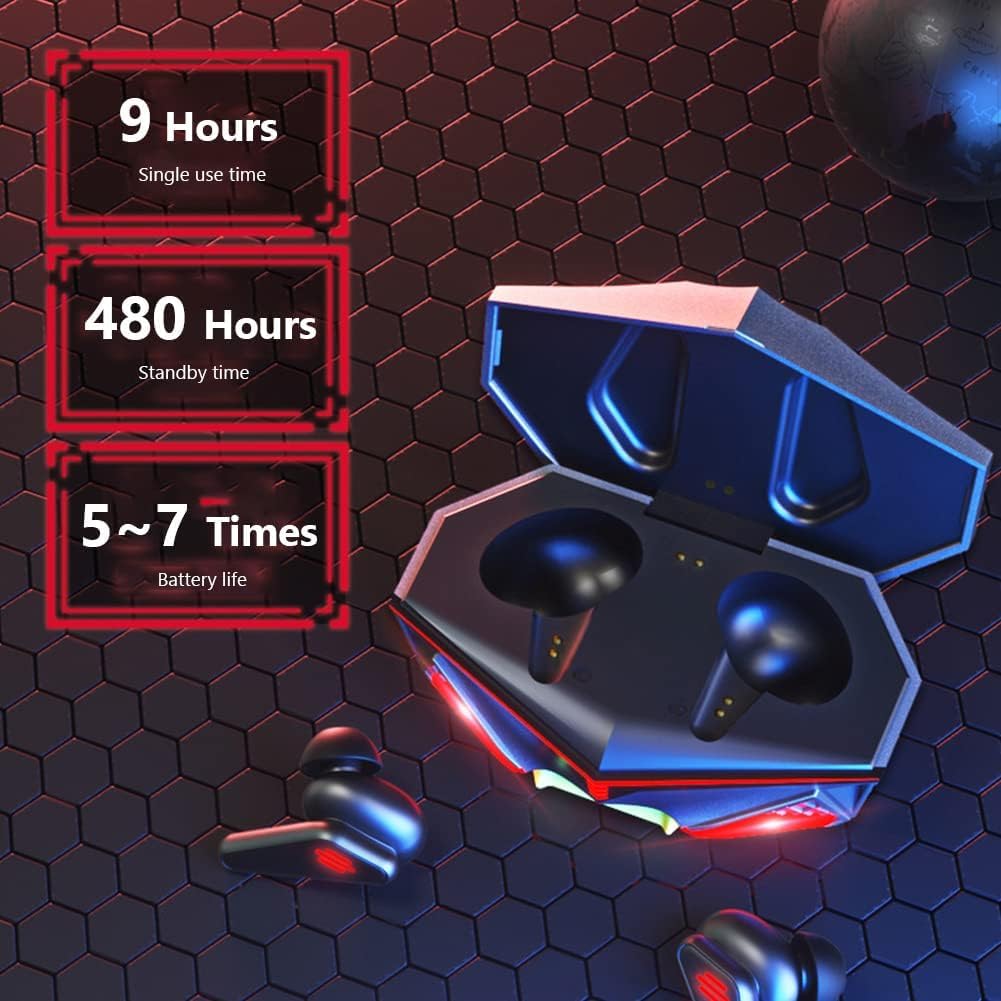 YOVDA Wireless Gaming Earbud, K98 Wireless Gaming Headphone with Charging Case and Built-in Mic, Bluetooth 5.1 Dual Game Music Mode Earbuds Wireless Headphones with 30 Hours Playtime, RGB