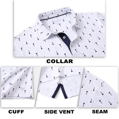 M MAELREG Mens Golf Shirt Short Sleeve Dry Fit Print Moisture Wicking Performance Patterns Collared Polo Shirt