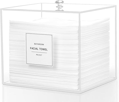 Disposable Face Towel Holder, Acrylic Face Towelettes Storage Box Compatible