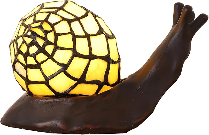 Tiffany Style Table Lamp for Bedroom Snail Stained Glass Bedside LED Night Light for Kids 3 Way Color Temperatures Party Light Hand-Made Art Home Deco Christmas Gifts Birthday Gifts