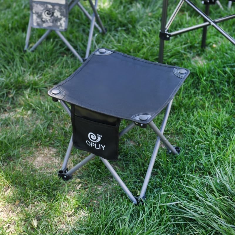 Opliy Camping Stool 2 Pack,13.5 Inch Portable Folding Stool for Outdoor Gardening and Beach Hiking Fishing,Foot Stool with Carry Bag (Black)