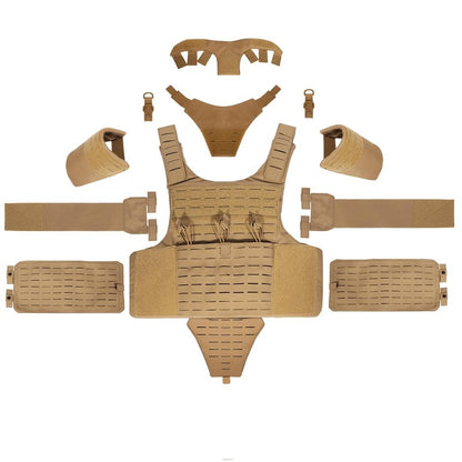 YAKEDA Tactical Training Vest -1000D Nylon Adjustable Vest with laser cut System,Full bady Outdoor Vest for Airsoft, Camping (CP)