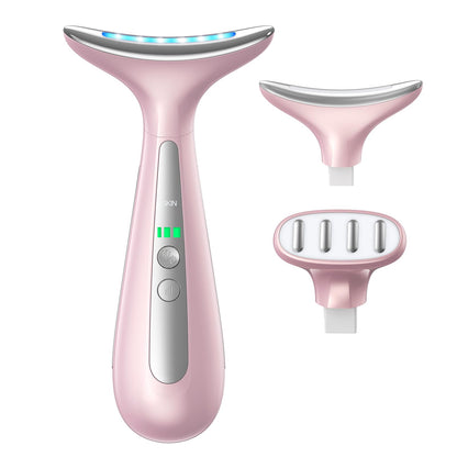 Facial and Neck Massager for Face, Neck - Skin Lifting & Firming - Wrinkle & Dark Circle Reducer - at Home Skin Care Face Sculpting Tool and Neck Massager-Pastel Pink
