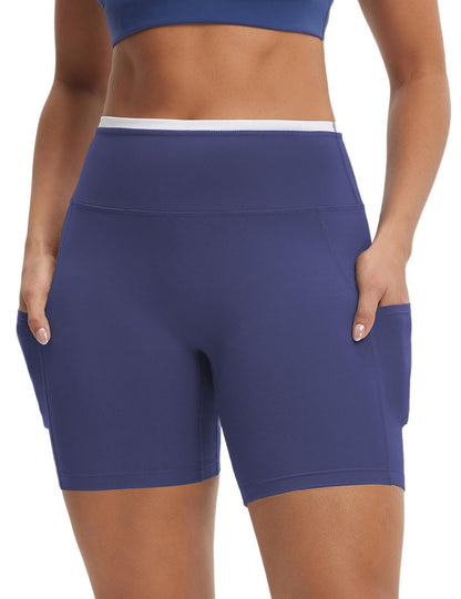 baleaf Biker Shorts for Women High Waist Tummy Control with Pockets Yoga Workout Gym Bike Shorts No Front Seam