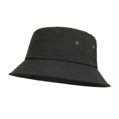 BOTVELA Men Cotton Bucket Hats Foldable Outdoor Sun Hat Unisex Flat Top Caps (Black, 7 3/4)