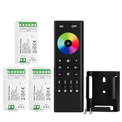 BTF-LIGHTING 5050SMD FCOB COB Dimming RF 2.4GHz Wireless Remote RC01RFB &4PCS C01RF Tuya Controller Kit 4 Zones Group Control PWM Single Color (+V -V) 2pin LED Neon Rope Light DC5V DC12V DC24V