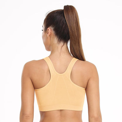 Women's Zip Front Sports Bra Wireless Post-Surgery Bra Front Zipper Surgical Sports Bras Racerback Yoga Bra Workout Running Fitness Compression Bras 3 Pack (Large, 3 Pack(Black+Flesh+Light Purple))