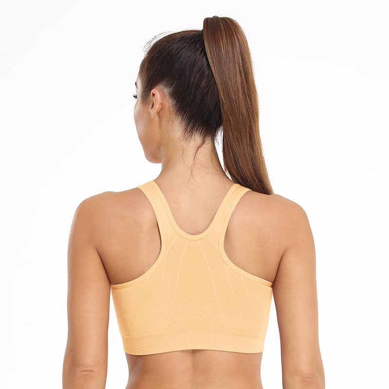 Women's Zip Front Sports Bra Wireless Post-Surgery Bra Racerback Yoga Sports Bras Post Breast Augmentation Bras Workout Running Compression Bras 3 Pack (X-Large, 3 Pack(Black+Flesh+Light Purple))
