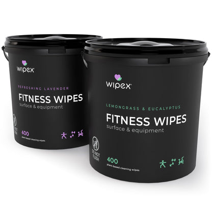 Wipex Yoga Mat Cleaner Wipes - Plant-Based Lemongrass, Eucalyptus & Vinegar Wipes for Gym & Fitness Equipment & All Purpose Gym Cleaning - Safe for Peloton Bikes & Treadmills - 400 Count