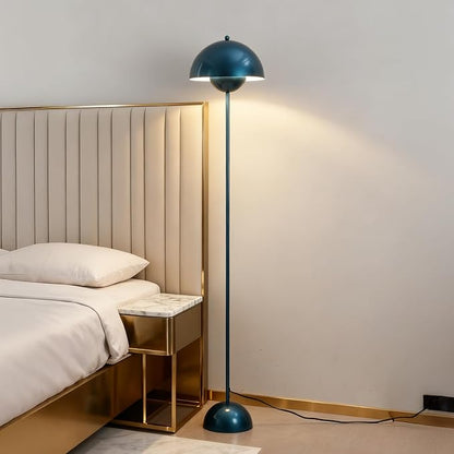 SUNLLOK Flower Pot Floor Lamp for Living Room, Metal Dome Lampshade Standing Floor Lamp with Foot Switch, Modern Reading Floor Light Fixture for Kitchen Island, Bedroom, Restaurant (Pearl Blue)