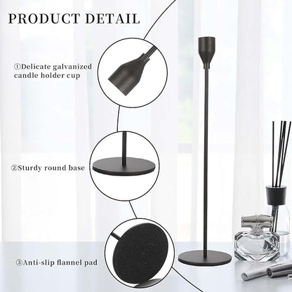 Matte Black Candlestick Holder for Taper Candles, Decorative Candle Holders Bulk Candle Stick Holders, Fits 3/4 inch Candles, Metal Taper Candle Holders for Table Centerpieces, Home Decor (Set of 6)