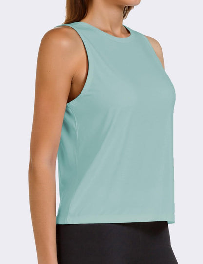 Ice Silk Workout Tank Tops for Women Gym Womens Athletic Tops Loose Fit Running Tank Sleeveless Cool Sun Protection (Green, Medium)
