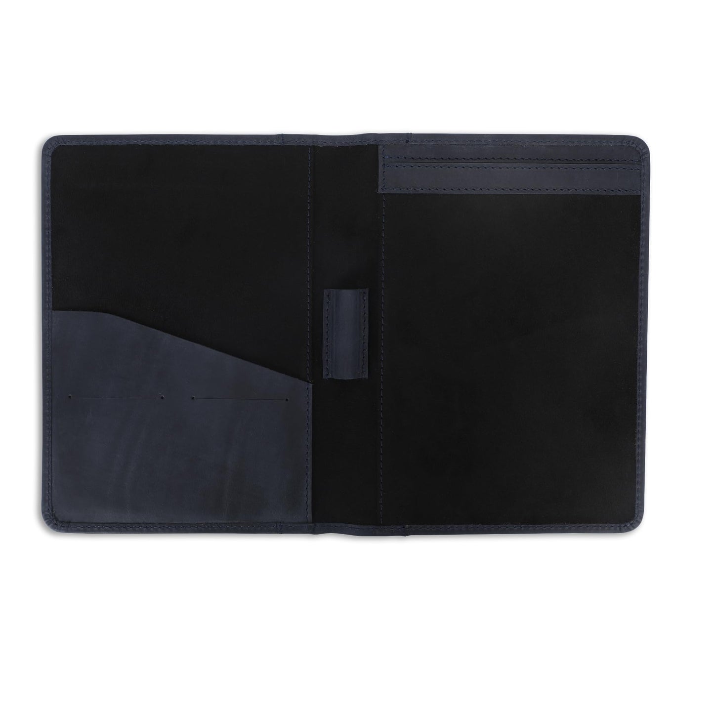 CestAntiQ Leather Junior Padfolio for Men Women Business Portfolio Folder Compact 5 x 8 Legal Pad Organizer with Pen Loop Professional Resume Interview Document Holder Padfolio (Blue)