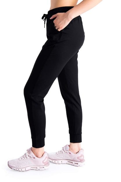 Yogipace Women's UPF 50+ Lightweight Jogger Pants with Pockets, Casual Sweatpants for Gym, Yoga, Travel,28",Black,Size S
