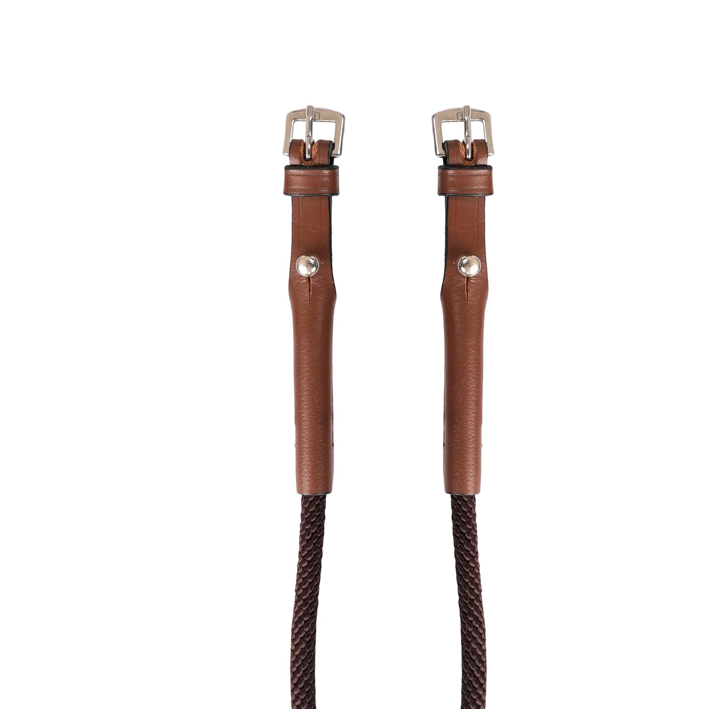 Exion Rope Cheek Pieces for Horse Bridle – 13mm Leather & Rope Replacement Bit Straps – Vegetable Tanned with Stainless Steel Buckles – English Tack for Jumping & Polo – 1 Pair