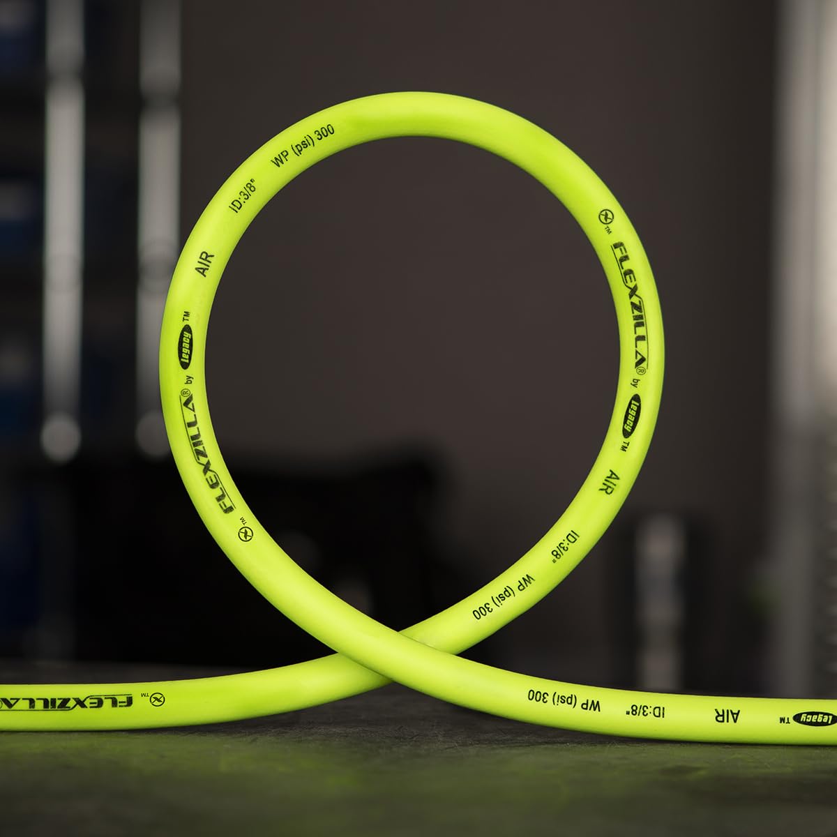 Flexzilla Air Hose, 3/8 in. x 50 ft., 1/4 in. MNPT Fittings, Heavy Duty, Lightweight, Hybrid, ZillaGreen - HFZ3850YW2