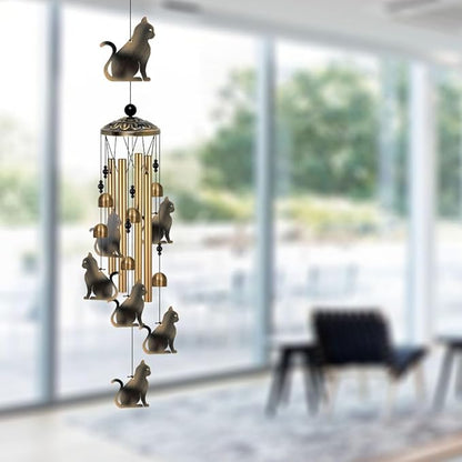 Bronze Cats Wind Chimes Decor, Mobile Blessing Wind Bells Decorate, Sympathy Wind Catcher, Memorial Gifts for Mom,Grandma,Woman (Housewarming/Outside/Indoor/Home/Room/Porch/Yard/Garden Decoration)