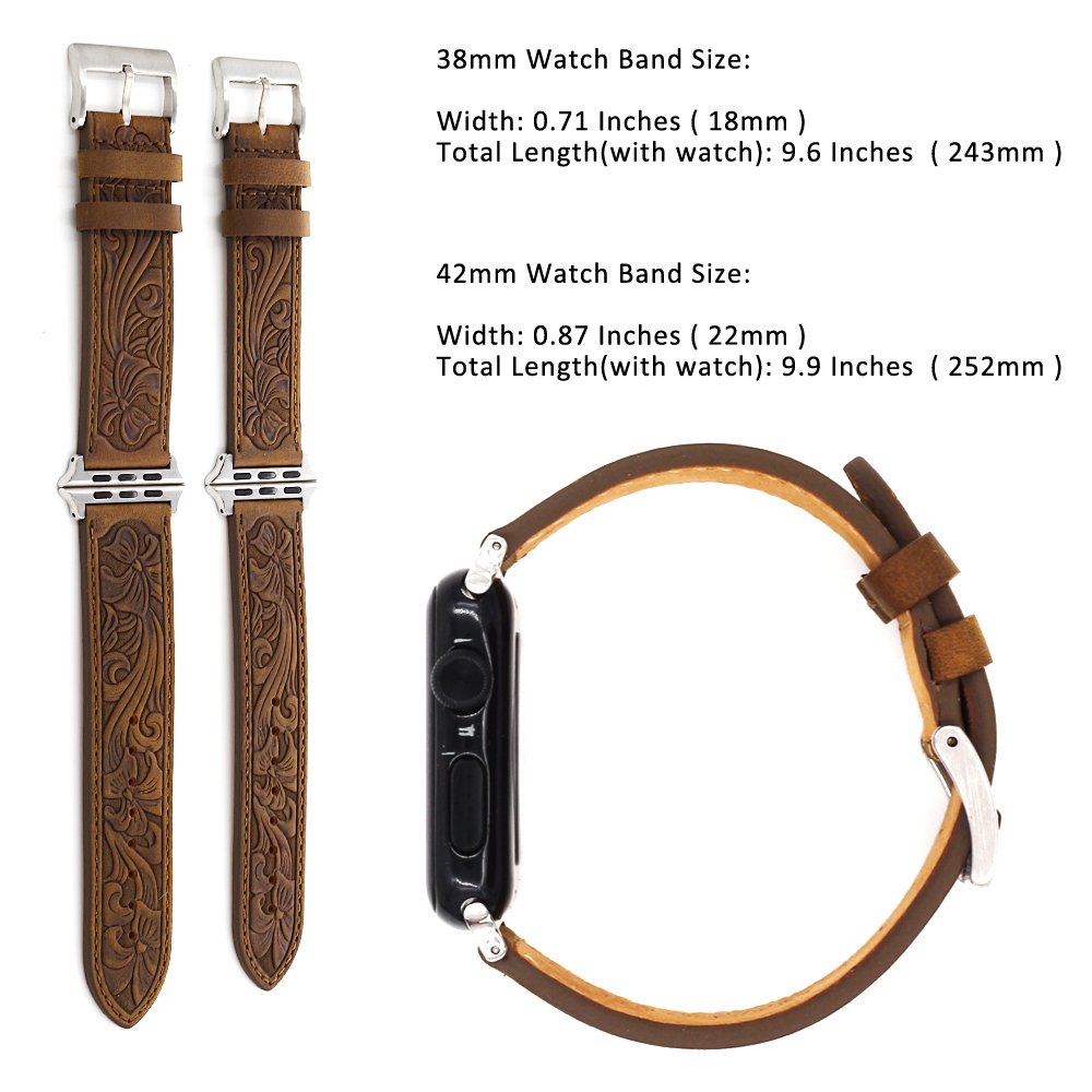 Falandi for Apple Watch Band Leather 42mm 41mm 40mm, Western Retro Leather Classical Replacement Smart Watch Band for iWatch Men Women Series 10 9 8 7 SE 6 5 (Retro Brown, 42/41/40mm)