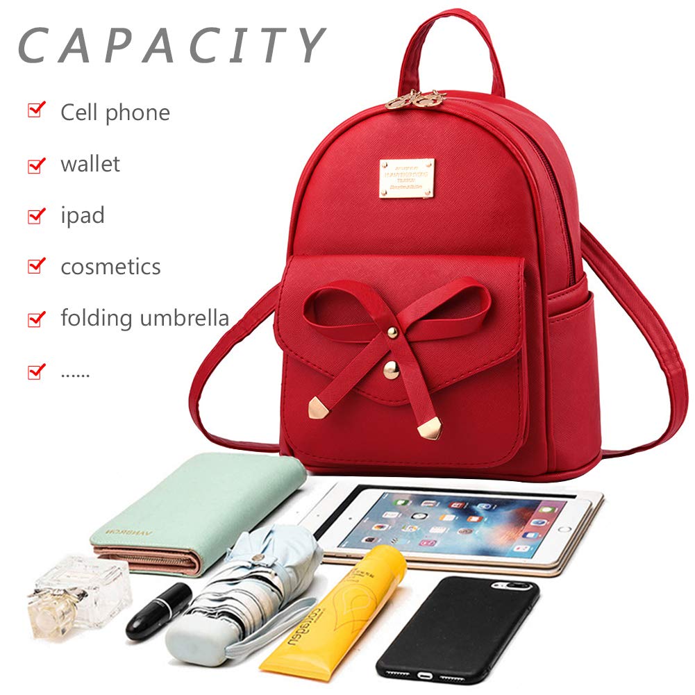 I IHAYNER Girls Bowknot Cute Leather Backpack Mini Backpack Purse for Women