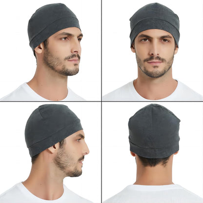 100% Cotton Skull Caps Beanie Sleeping Hats for Men Women 4-Pack Multi