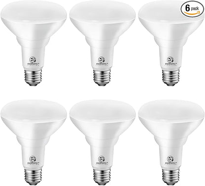 Energetic LED Flood Light Bulbs BR30, 65W Equivalent, Dimmable, Warm White 3000K, 750lm, Indoor Flood Lights for Recessed Cans, Energy Star & CRI 90, 6 Pack