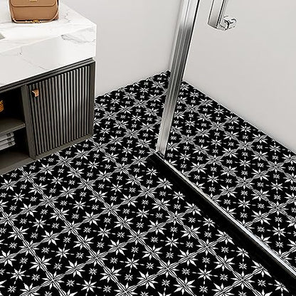4 Pieces 8 x 8 Inches Wall Stencils Reusable Geometric Floor Tile Stencils for Painting Walls, Tiles, Floors, Concrete Patios, Front Porch, Wood, Furniture, Fabric - Snowflake Pattern