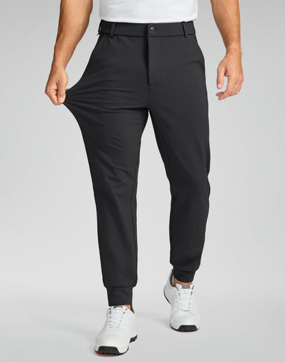 Soothfeel Mens Fleece Lined Golf Joggers with Pockets Slim Fit Stretch Sweatpants Dress Work Travel Warm Winter Pants for Men Black L