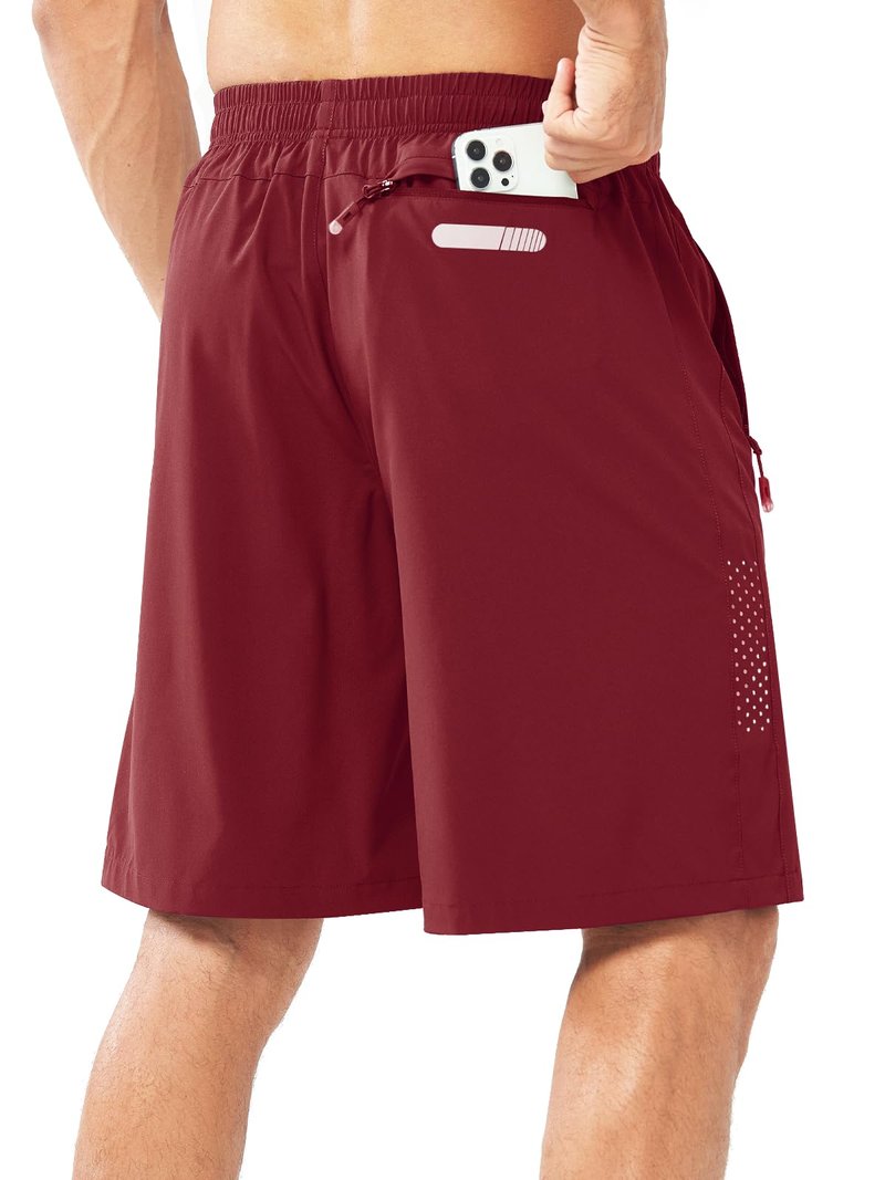 NORTHYARD Men's Athletic Running Shorts Gym Workout 7"/9"/5" Quick Dry Lightweight Sports Basketball Tennis 3 Zipper Pockets WINERED-9inch 4XL