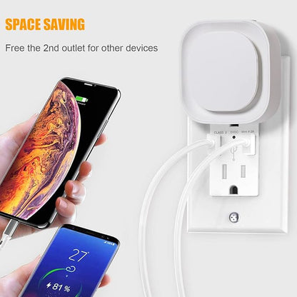 2 Pack Plug in Dimmable Night Light, Square Nightlight, Auto Dusk to Dawn Sensor, Soft Glow, Diffused Light, Golden Yellow Light for Bathroom, Hallway, Stairs, Kitchen, Bedroom, Garage