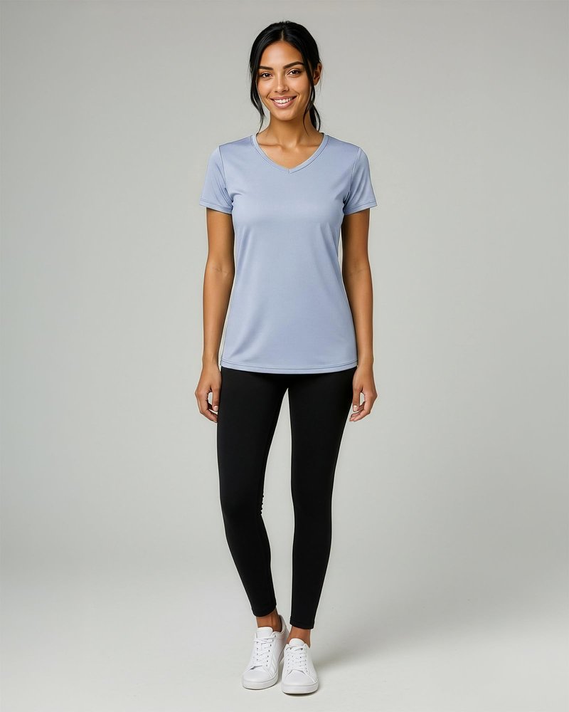 Real Essentials 5 Pack: Women's Dry-Fit Short Sleeve V Neck T Shirt Workout Fitness Yoga Top Tee (Available in Plus Size), Set 16, 3X