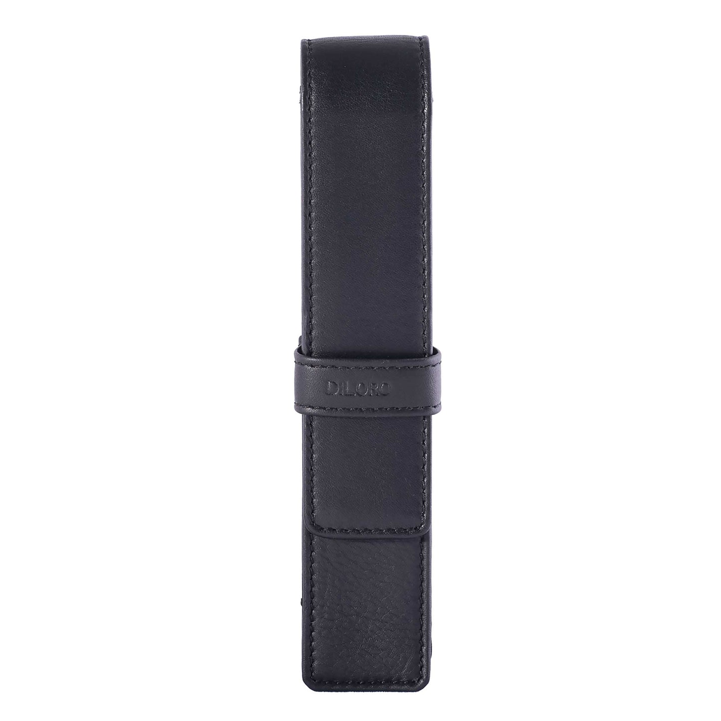 DiLoro Leather Single Pen Case Pencil Pouch Holder for One Fountain Ballpoint Rollerball Pen and Pencil (Black)
