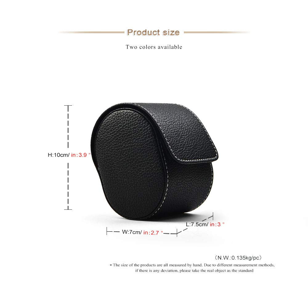 Oirlv Luxury Leather Watch Storage Box Travel Single Watch Case Jewelry Gift Box for Christmas Anniversary Birthday(Black)