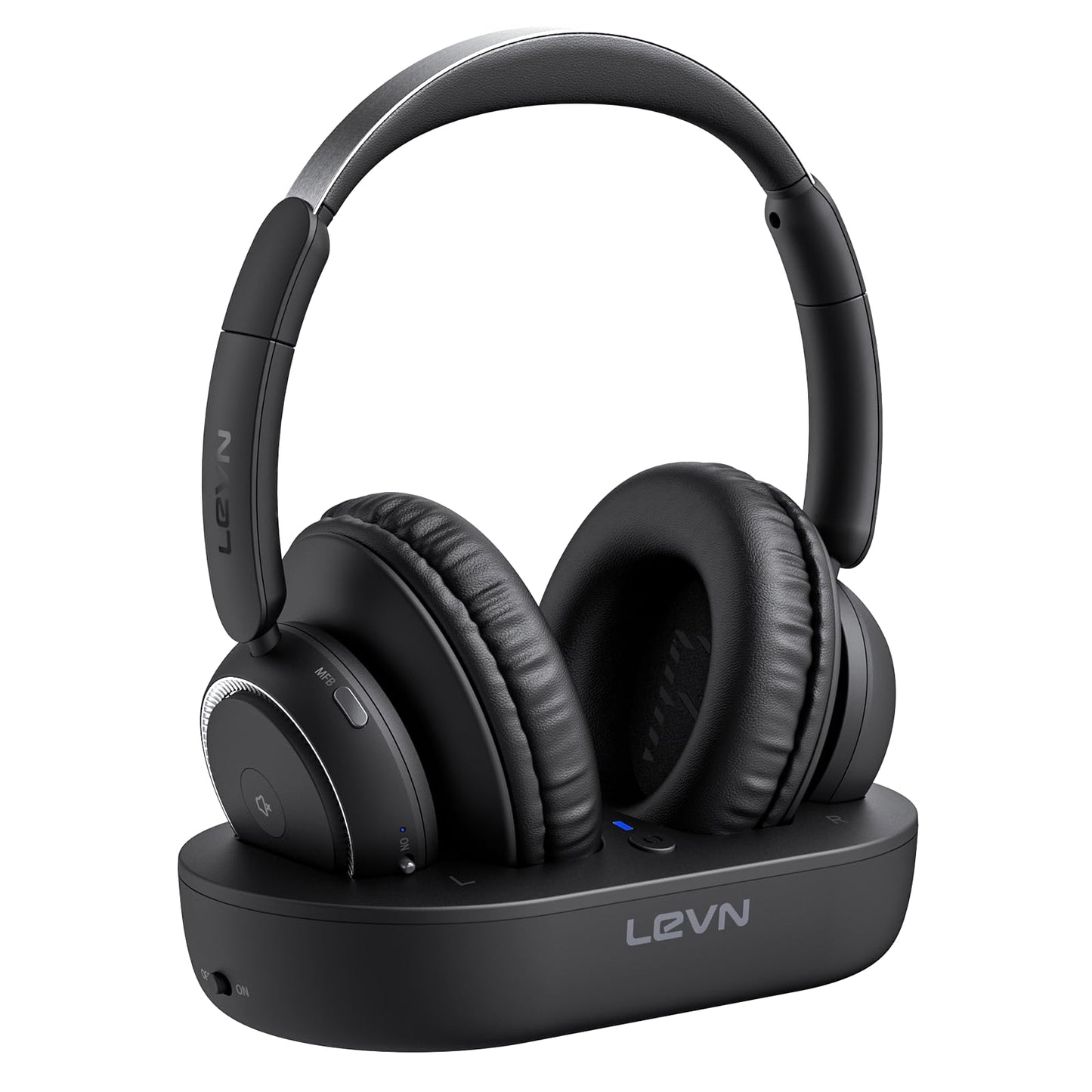 LEVN Wireless Headphones for TV Watching, TV Headphones Wireless for Seniors with Transmitter Charging Base, Hearing-impaired, No Audio Delay, Bluetooth 5.2, Plug and Play, Gifts for Elderly