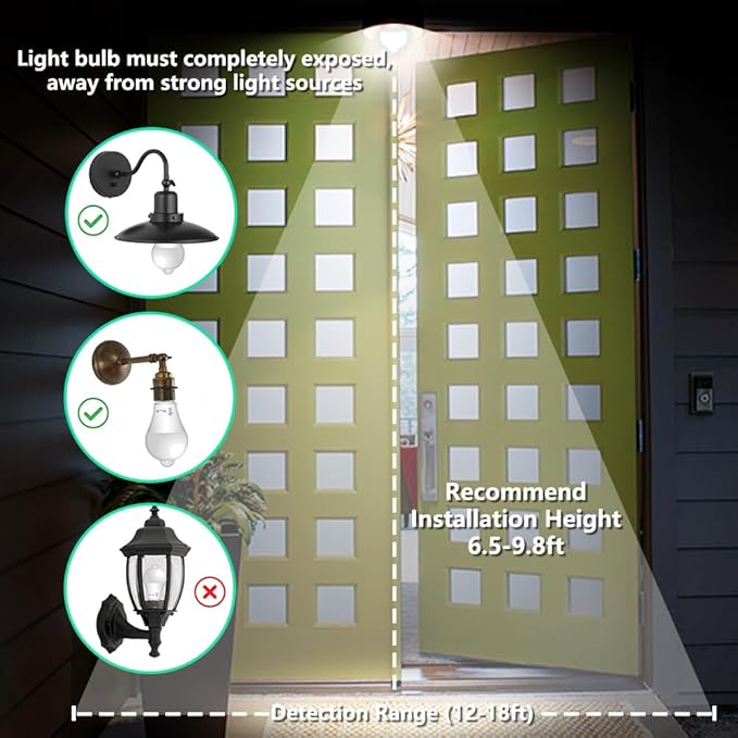 AmeriTop Motion Sensor Light Bulb- 2 Pack, 10W(60W Equivalent) 806lm Motion Activated Dusk to Dawn Security LED Bulb; UL Listed, A19, E26, Auto On/Off Indoor Outdoor Lighting (2700K Soft White)