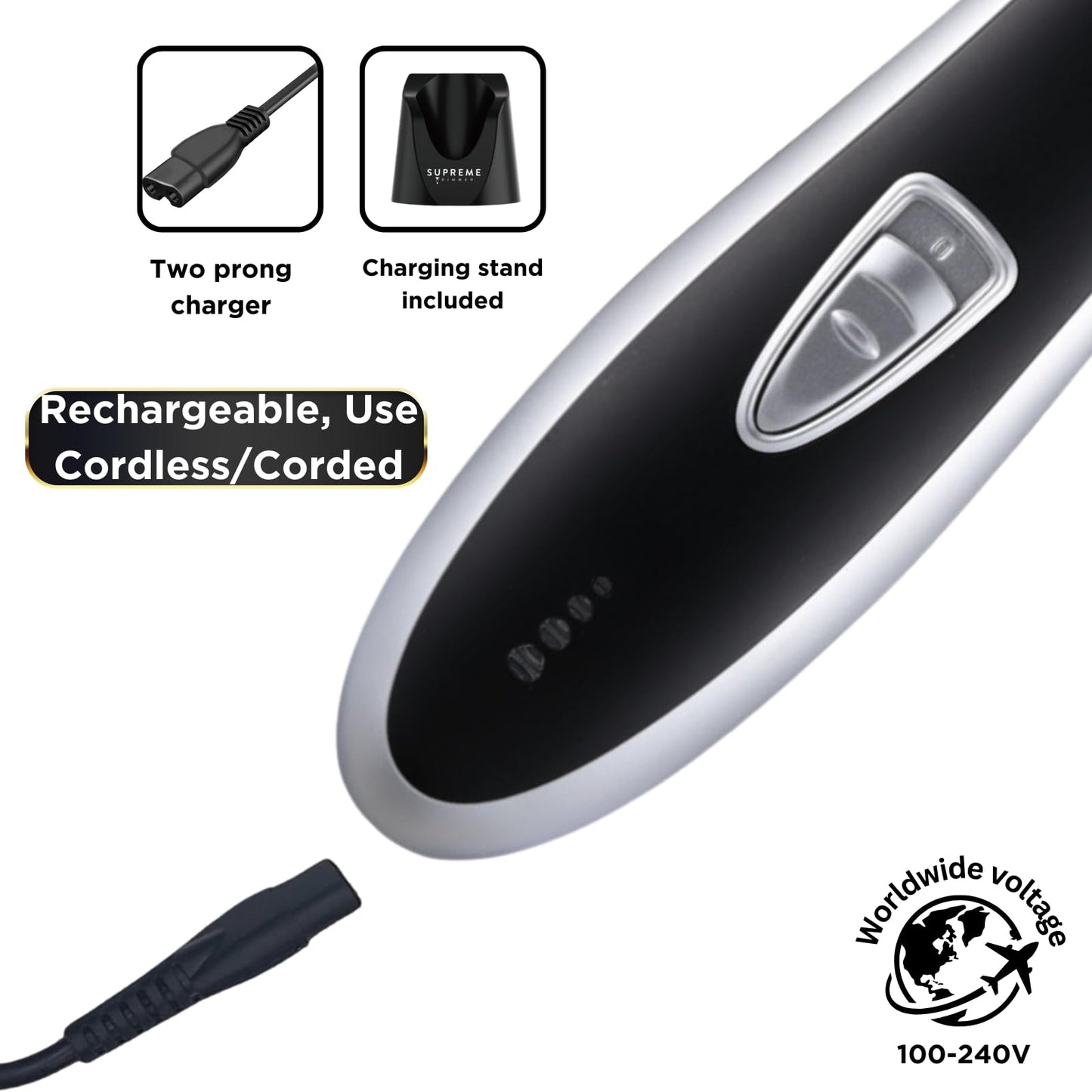 Supreme Trimmer T Shaper - Quiet Cordless Beard & Hair Trimmer for Men | 120 Min Runtime, Low Noise, Zero-Gap DLC Blade | Ideal for Sensitive Skin, Kids & Elderly | ST5206