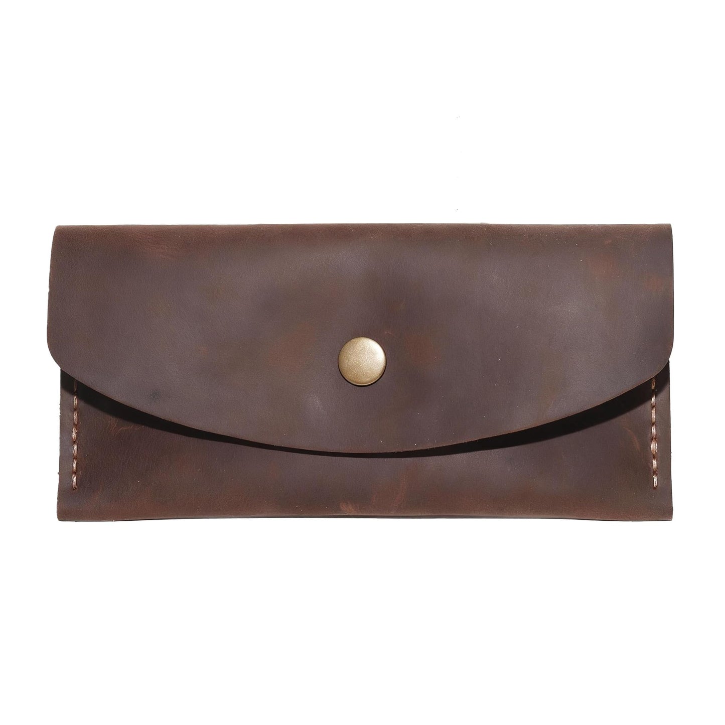 Handmade Crazy Horse Genuine Leather Envelope Wallet, Card Holder with 2 Card Slots Vintage Slim Hand-Stitched Wallet